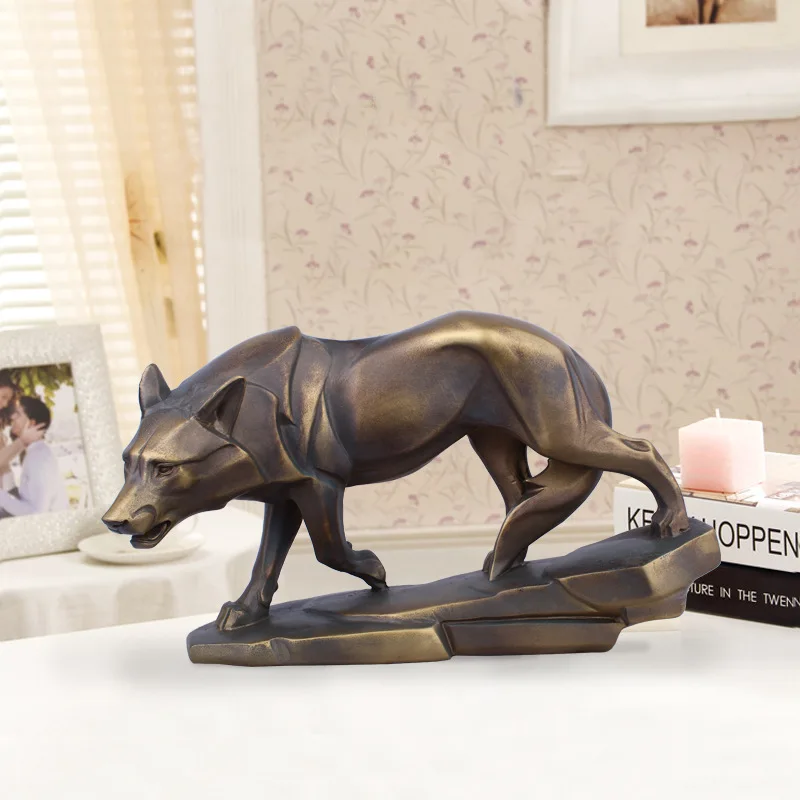 

Wolf Abstract Handmade Sculpture Resin Wild Beast Statue Wolf Craft Household Ornament For Bedroom Decoration L3180