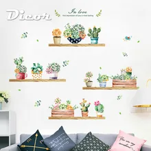 DICOR Cute Potted Wall Sticker Creative Rustic Style Elegant Girl Room Decoration Reusable Livingroom For Home Decor Decal QT735 creative floral girl pattern wall sticker for bedroom livingroom decoration
