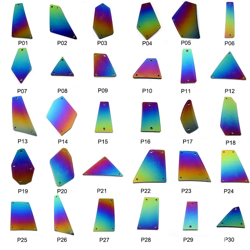 20 шт./упак. 37 формы Радуга Цвет акриловое зеркало пришить стразы сверкающие швейные камни для DIY украшения одежды B1184