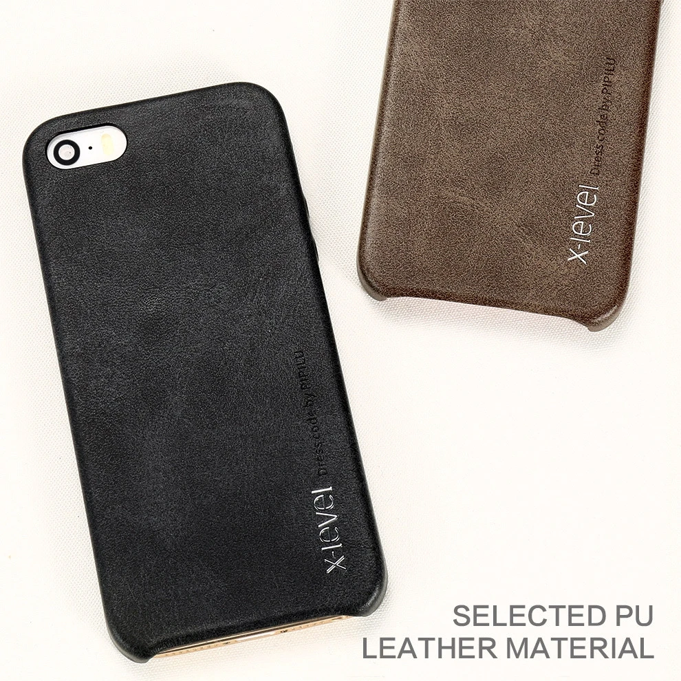 XLevel leather Phone Case For IPhone 5 Cases For IPhone 5S Back Cover For IPhone SE Business Vintage Half-wrapped Case Apple