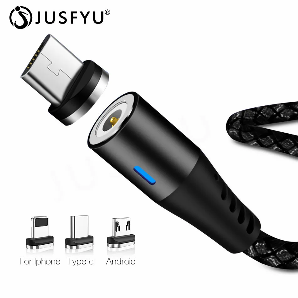 

JUSFYU Magnetic Charger Micro Usb Cable For iphone X Usb Type C Fast Charging Adapter Magnet Charger Wire For Huawei Xiaomi Cord