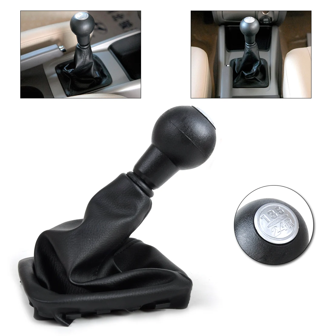 

beler New Gear Stick Shift Knob + PU Leather Gear Cover Gaiter For Hyundai Elantra Avante XD 2002 2003