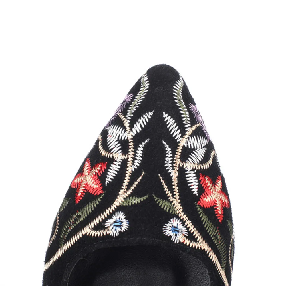 Printemps Peu Profonde Chaussures 2018 Femmes Pointu Bal Moonmeek Chaude Taille Noir Bout Vente 34 Mode Dames Broder Nouvelles 43 Appartements Grande De vc8zq