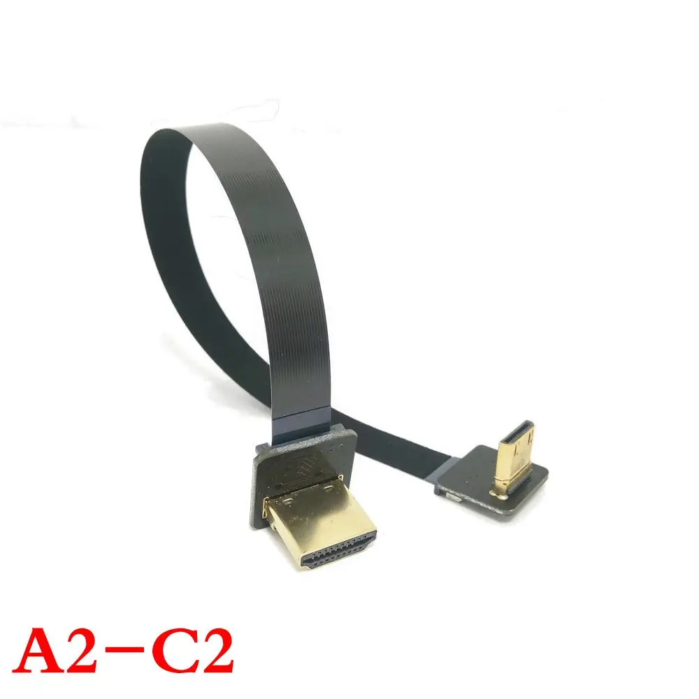 5cm-80cm 90 Degree Up Angled FPV Mini HDMI Male to HDMI Male FPC Flat Cable for Multicopter Aerial Photography