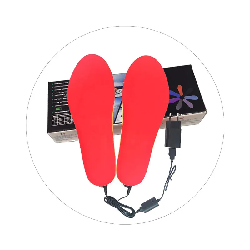 Winner Outdoor Thermal Electrically Heated Insoles Black Red Velvet Breathable Increase Pads with Rechargeable Battery EUR 35-46