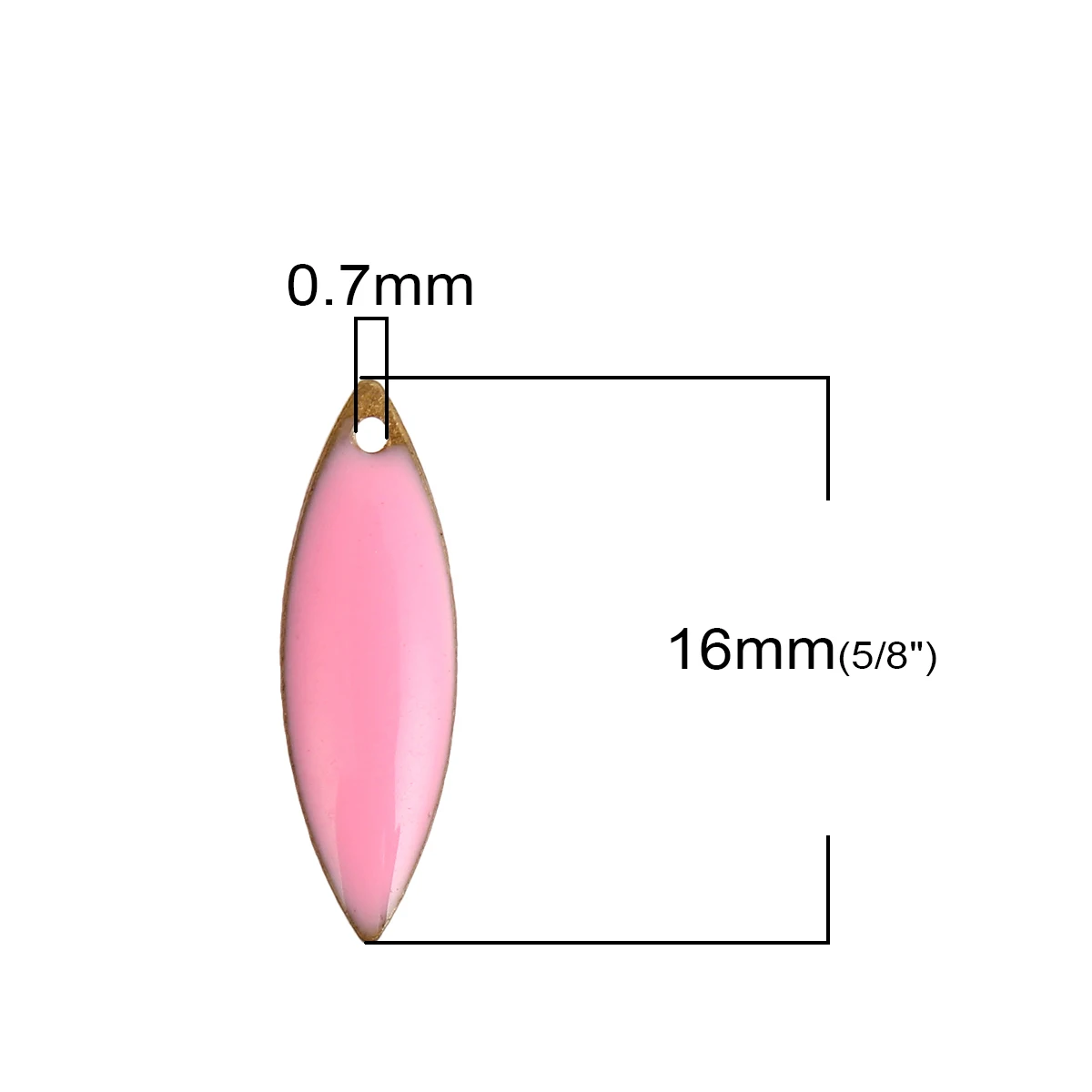 Медные эмалированные блестки амулеты маркиза Unplated белая эмаль 16 мм(5/") x 5 мм(2/8"), 10 шт - Окраска металла: 4