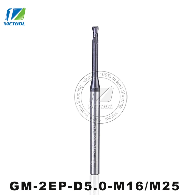 

5pcs/lot GM-2EP-D5.0-M16/M25 Cemented Carbide 2-Flute Flattened End Mills Straight Shank Long Neck Short Cutting Edge Tools