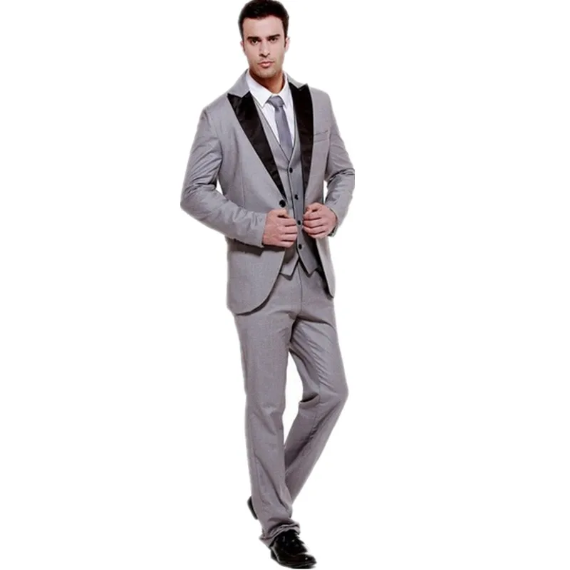 Gentleman charming the groom suits fashion one button three-piece men suits tuxedos most popular groom suits (jacket+pants+vest)