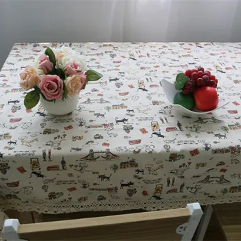 

Free Shipping Korean Cartoon Cats Table cloth House/Party/Dinner Table Decor Home Table/Refrigerator Linen Cotton Dust Cover
