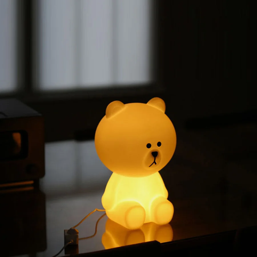 

50cm Brown Bear LED Night Light Rechargeable Children Bedroom Night Lamp for Baby Kids Christmas Gift EU/US Plug