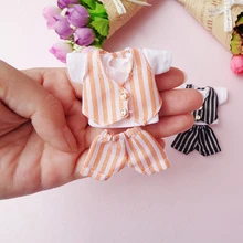 New Arrival 1 Set Stripe Waistcoat+ T-shirt+ Shorts Outfits for OB11, 1/12 BJD Doll Clothes Accessories