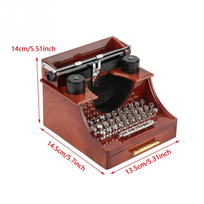 Us 12 56 37 Off Typewriter Music Box Classic Music Box Mini Vintage Style Creative Retro Wooden Clockwork Music Box For Gift Table Decoration In