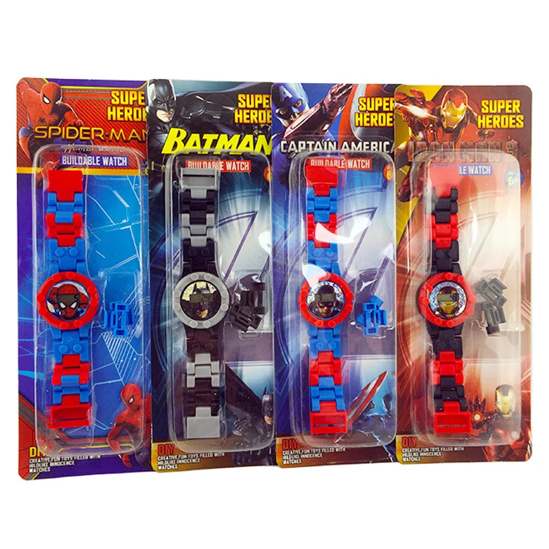 

Cartoon toy kids watches educational building blocks Children Watch Compatible with LegoINGS NinjagoINGLY Spiderman Baby clock