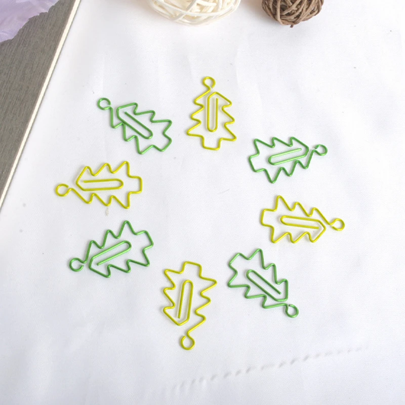 

1sets(6pcs)Metal Christmas tree Shape Paper Clips green Color Funny Kawaii Bookmark Office School Stationery Marking Clips