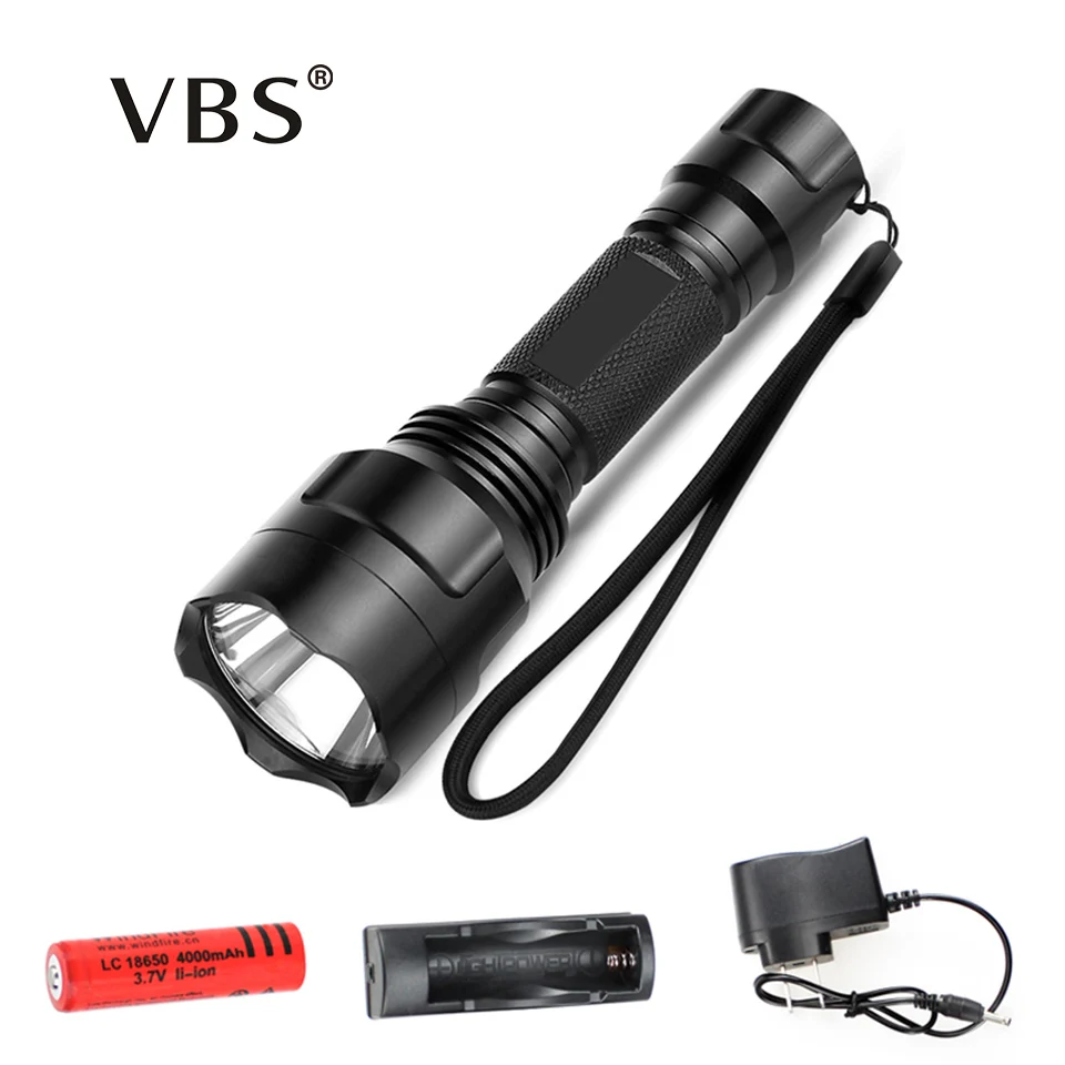 LED Flashlight CREE Q5 / XM-L T6 1000lm / 2000Lumens Torch Cree LED Torch light For 1x18650 5 Models+ AC Charger