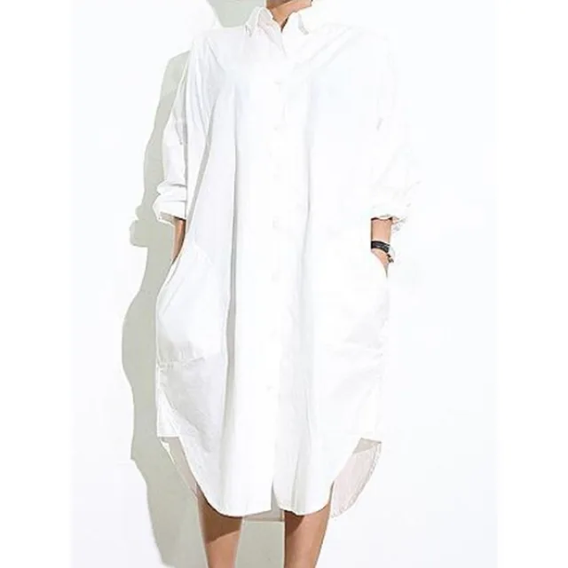 white long sleeve shirt dress
