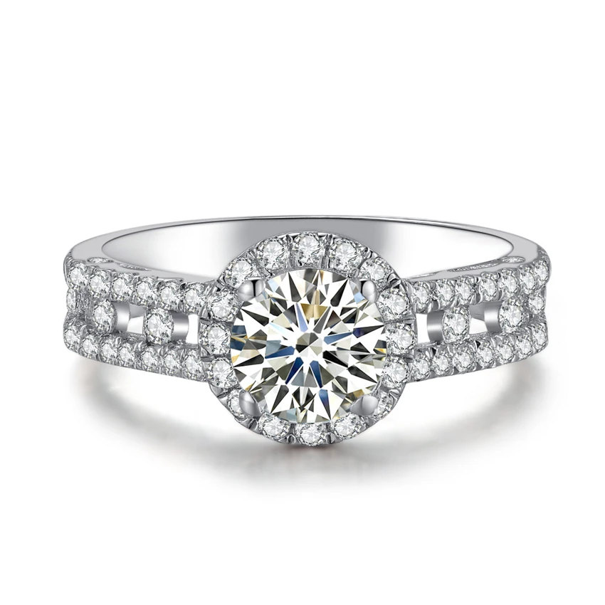 

Magnificent Noble 2Ct 8mm Round Cut G-H Moissanite Ring 925 Sterling Silver Rings for Her White Gold Color Wedding Jewelry
