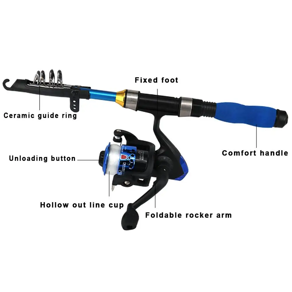 ضوء المحمولة تلسكوبي الصيد قضيب و بكرة المجموعات قصبة صيد خشبية للأطفال الشباب معدات الصيد و أداة