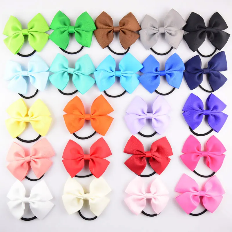 Girl Hair Accessories Elastic Hair Bands Solid Bow Hair Tie Ponytail Holder Elastic Hair