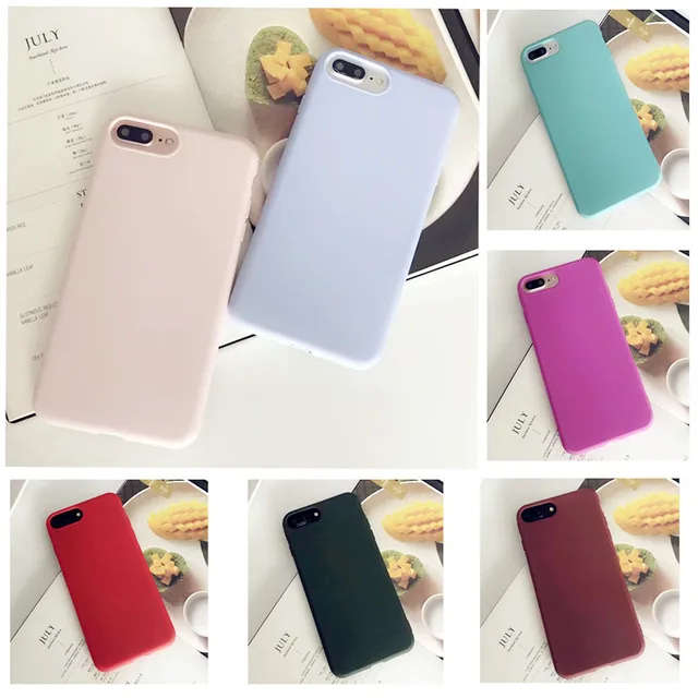 Best Offers High Quality Candy Full Cover Case for iPhone6 6S Plus X 5 Soft TPU Silicone for iPhone 8 Plus Case back for iPhone 7 Plus Cases