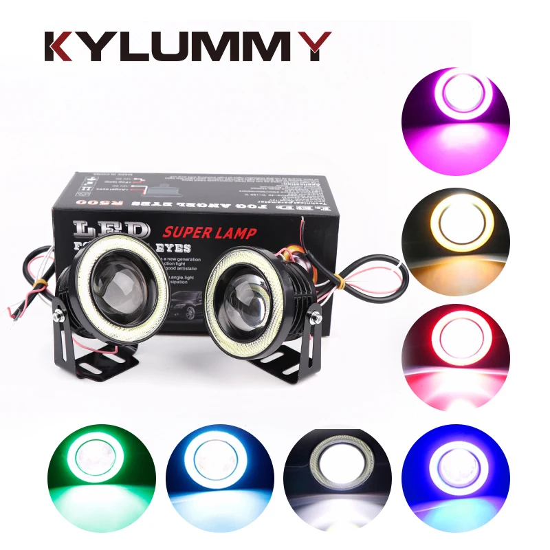KYLUMMY 2 Pcs Car LED Fog Light Angel Eyes Daytime Running Lights R500 2 5 3