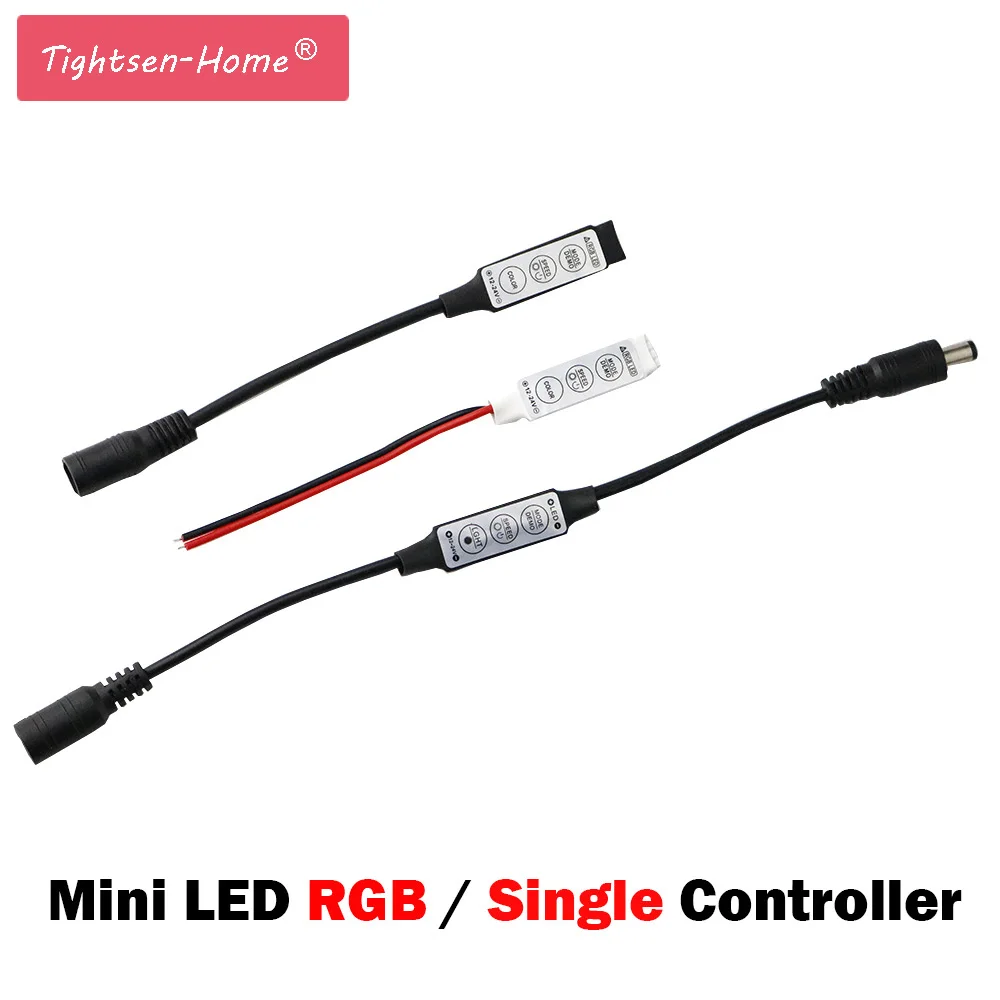 12V 24V светодиодный Панели управления rgb один Цвет мини 3Key штекером постоянного тока для подключения провода светодиодный RGB черный белый диммер разъем для 5050 3528 5630 Светодиодные ленты