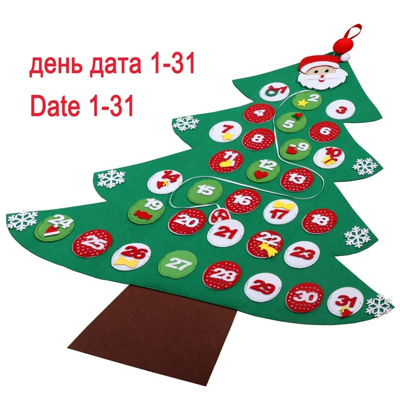 OurWarm DIY Felt Christmas Tree Advent Calendars Xmas Hanging Ornaments Home Decor Happy New Year Children Christmas Gift