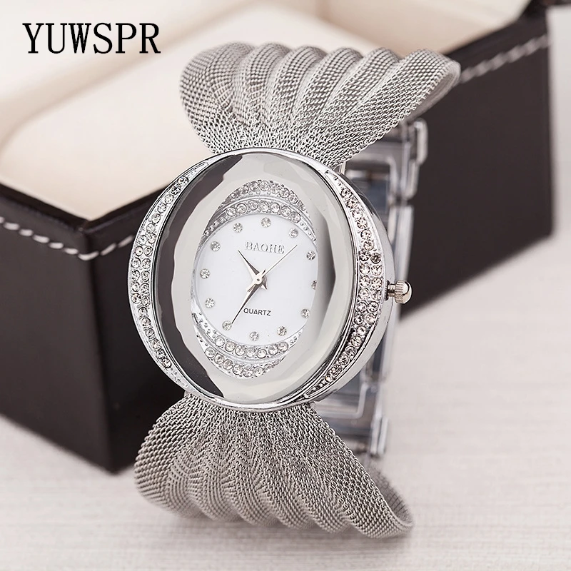 Часы женские специальный дизайн крафтовый Браслет овальный широкий золотой и серебряный наручные часы с ремешком-сеткой дамские повседневные модные часы