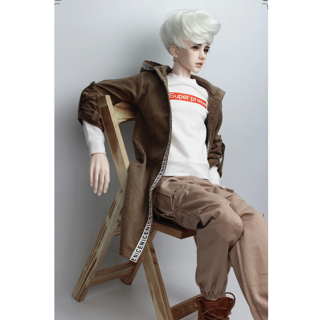 

1/3 BJD Uncle Doll Clothes Sweatshirt Pants Outfit for AOD AS DOI Doll Accessories Brown & White Color