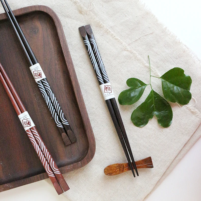 Buy 5 Pairs Japan Style Natural Wooden Sushi Chopsticks Lovers Red and black