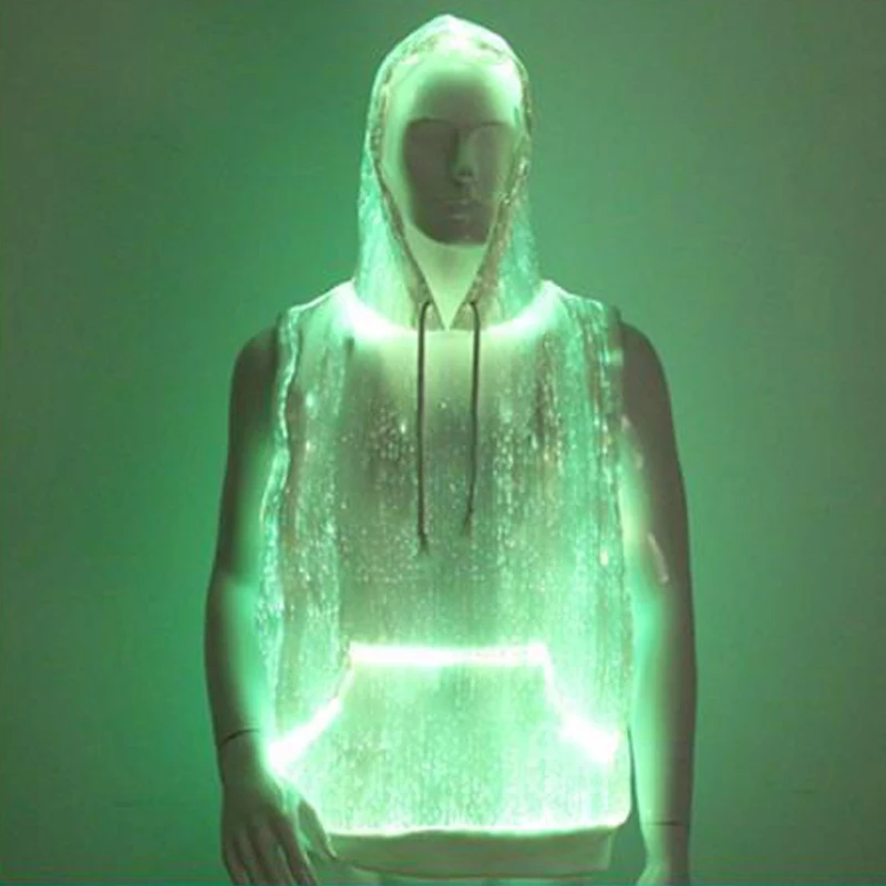 

Fashion LED Tank Top luminous Men's hoodie RGB light up Vest with hood casual men's hoodie