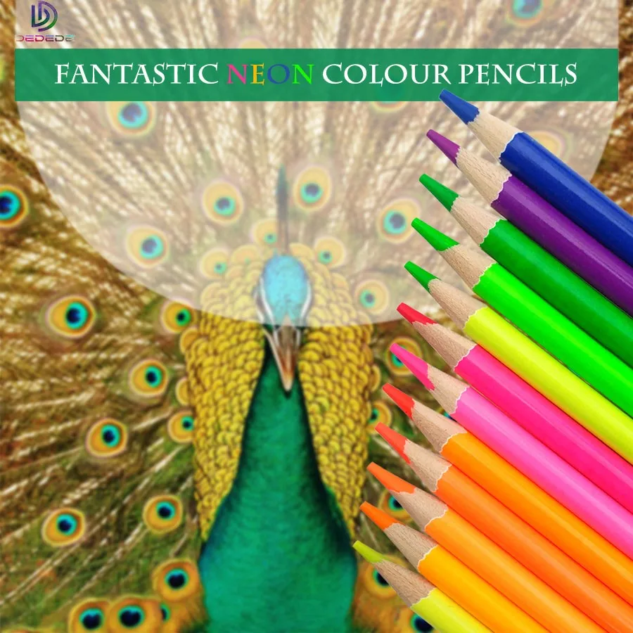 DEDEDE 12 Metallic Pencils+12 Neon  Coloured Pencils-1