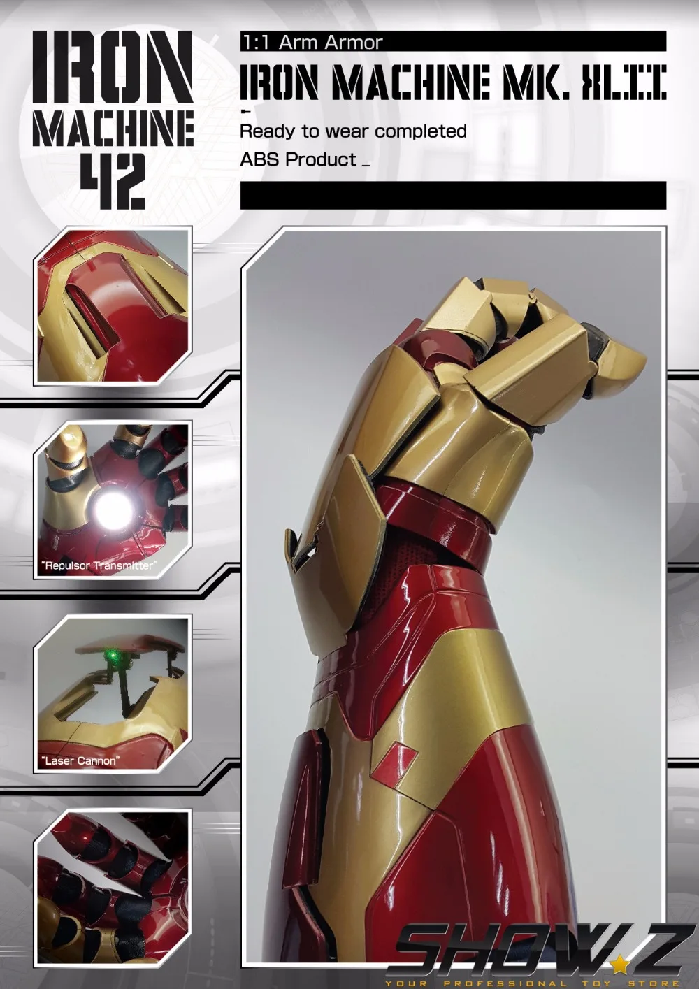 Cattoys Ironman modèle la main droite lumière laser Avengers collection cosplay