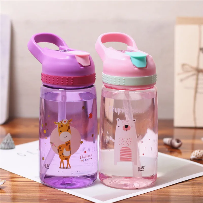 450 مللي الاطفال المياه زجاجة مع القش BPA الحرة الأطفال المياه الشرب غلاية صحي البلاستيك المحمولة زجاجة رياضية