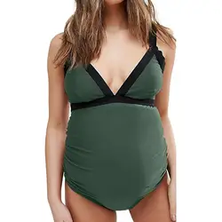 Новое лето Горячие модные, пикантные полиэстер Повседневное танкини для беременных Для женщин сплошной купальник на завязках Бикини