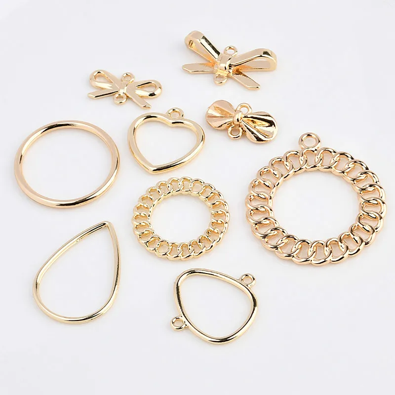 Geometric simplified alloy double hanging bow knot round Peach Heart Drop Pendant DIY Earrings earring stud material package Geometric simplified alloy double hanging bow knot round Peach Heart Drop Pendant DIY Earrings earring stud material package