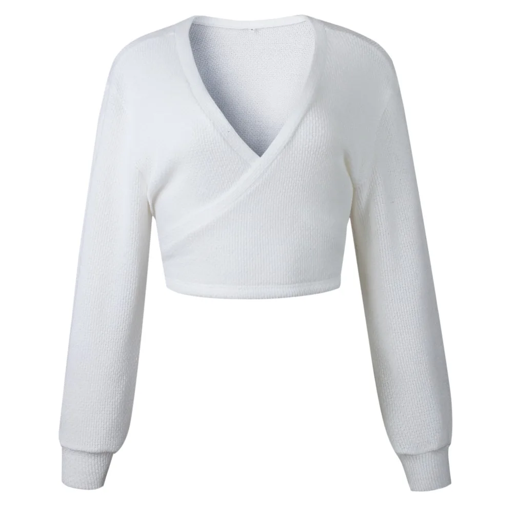 Sweaters Women 2018 Autumn Fashion V Neck Long Sleeve Short Tops Sweaters Casual Jumper Winter Streetwear Sexy Female Sweater