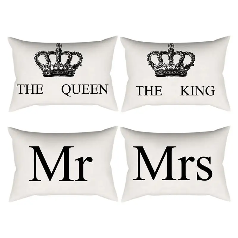 

Linen Cotton Cushion Cover Crown Queen King Print Decorative Pillowcase for Sofa Seat Pillow Covers Home Decoration