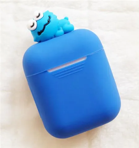 blue Милый ручной силиконовый чехол для Apple Airpods аксессуары Защитная крышка уникальный милый мультфильм Antidust сумка DIY случае - Цвет: blue