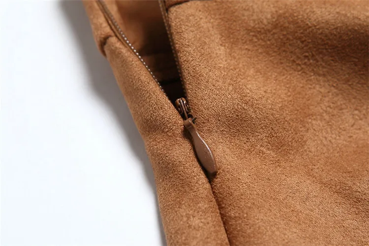 New Women Suede Skirt Fashion High Waist A-line Midi Skirt Female 2019 Autumn Winter Retro Wild Skirts Casual Women Skirt (8)