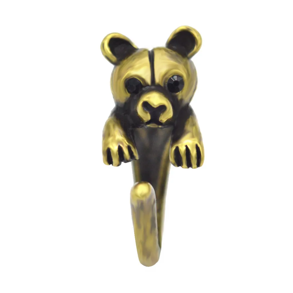 Kinitial античные бронзовые кольца с медведем для животных, открывающие кольца для собак, женские обертывания, костяшки пальцев, модный подарок Bijoux