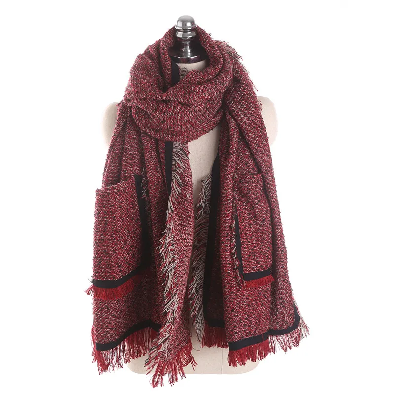 Fashion Woman Winter Scarf New Designer Warm Women&#39;s Scarves And Stoles Tassel Shawl Wrap With ...