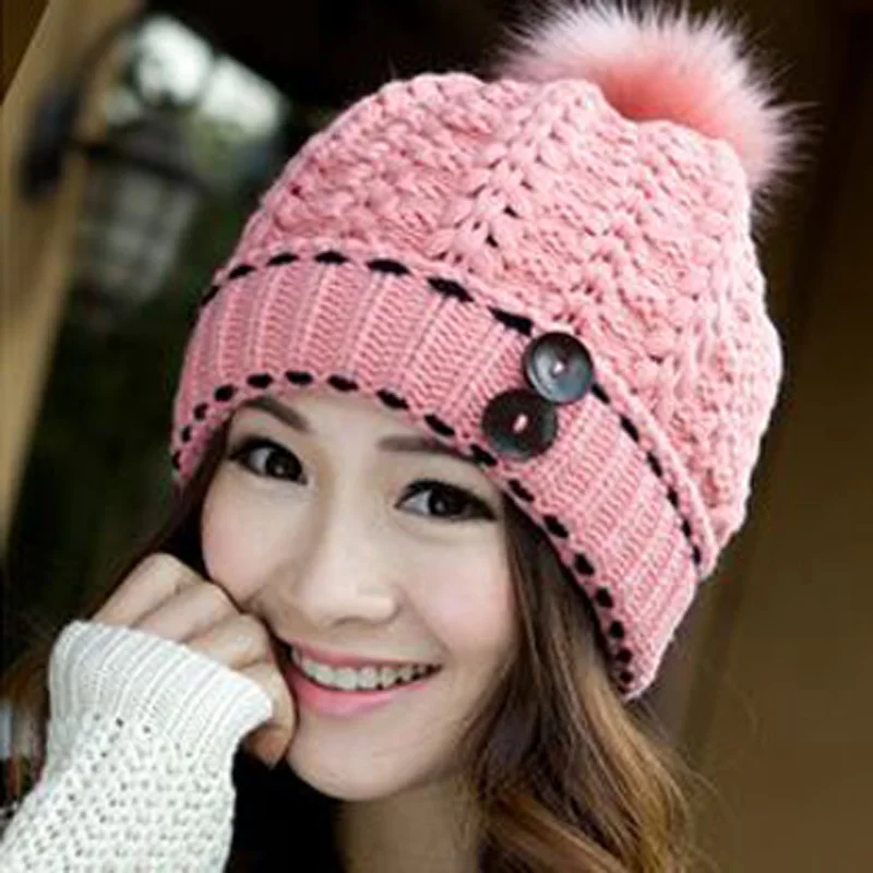 1 Pcs Free Shipping 2015 New 100acrylic Warm Winter Knit Caps Women's
