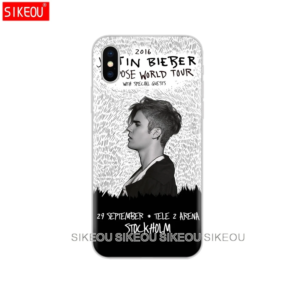 Silicone Cover Phone Case For Iphone 6 X 8 7 6s 5 5s SE Plus 10 Case Justin Bieber purpose tour Justin Bieber purpose tour