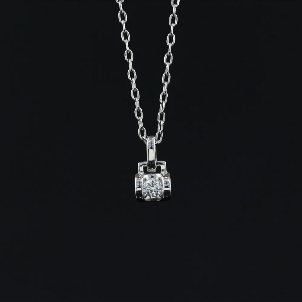 

LASAMERO Halo 0.104CT 18k Gold Round Cut Square Center Pave Set Natural Diamond Pendant Necklace Chain Women Fine Jewelry