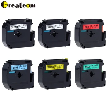 

Greateam 6pcs/lot 9mm Mix Color MK121 MK221 MK421 MK521 MK621 MK721 Compatible Brother M Label Tape for PT-80 Label Makers
