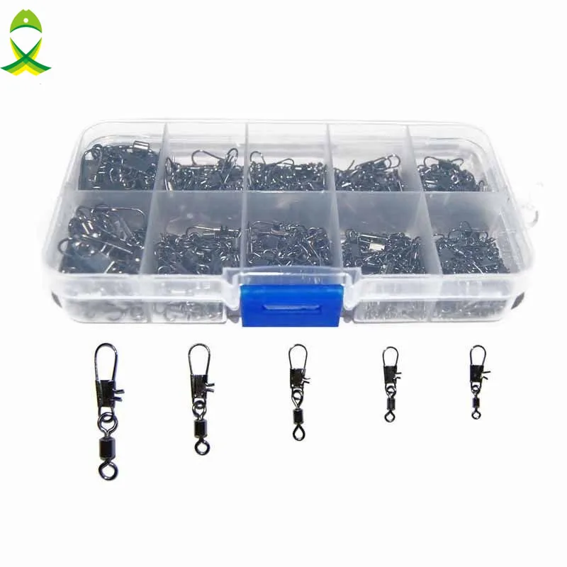 

JSM 150pcs Rolling Fishing Swivel With Interlock Snap Sea Fishing Rolling Swivel Connector Set With Box Carp Fishing Accessories