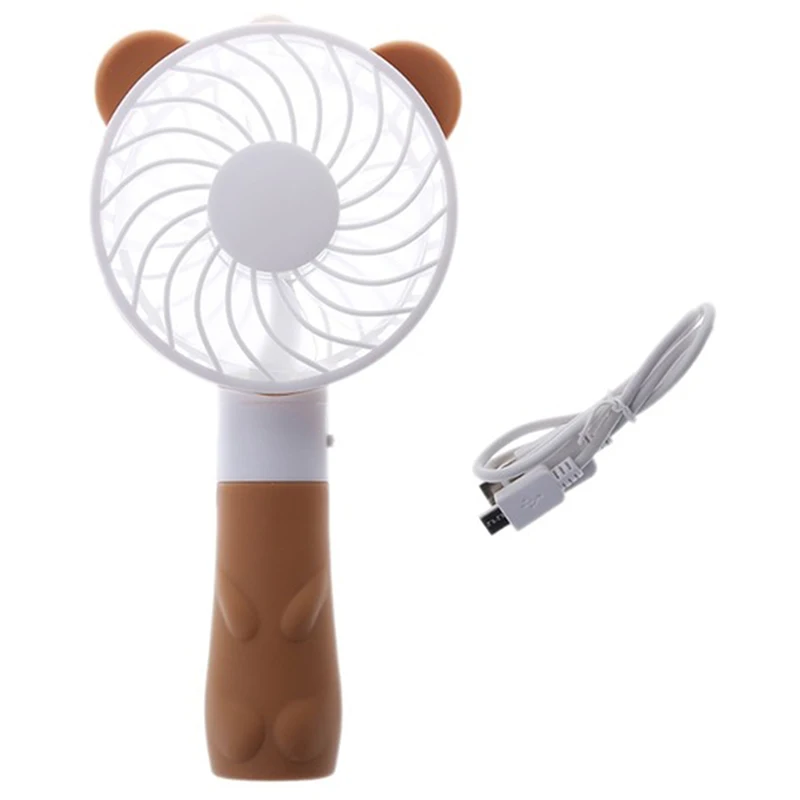Brown Портативный вентилятор Usb зарядка мини вентилятор милый мультфильм медведь заряжаемый вентилятор открытый портативный вентилятор - Цвет: Brown