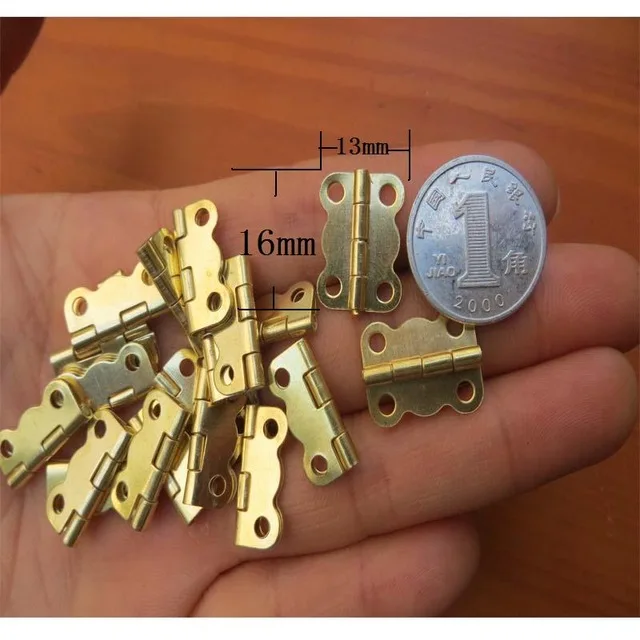 

100PCS 16x13mm Small Flower Cabinet Door Hinge Door Metal Hinges DIY Box 4 Holes Bag Accessory with Screws Yellow