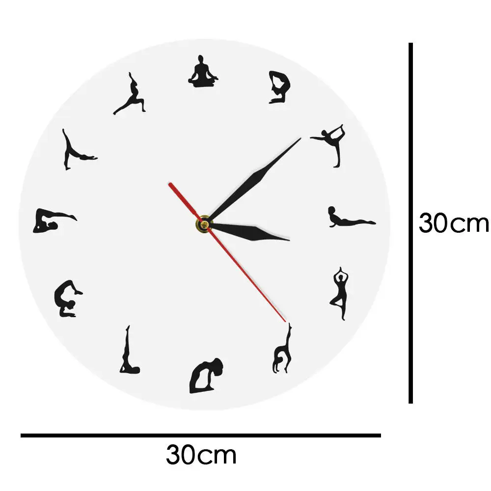 Günstig 1 stück Yoga Uhr Wanduhr Fitness Moderne Runde Sport Wanduhr Bodybuilding Coach Wohnkultur Gymnastic Zeitgenössische Wand Kunst